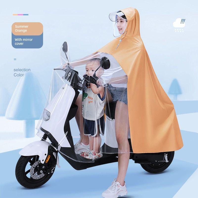 Raincoat Electric Battery Motorcycle 2023 Double Mother and Child Matching Double Female Long Full Body Rainproof Motorcycle