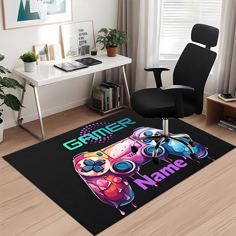 Custom Name Game Controller Printed Carpet, for Office Chair Living Room Bedroom Kitchen Room Decor Gifts.