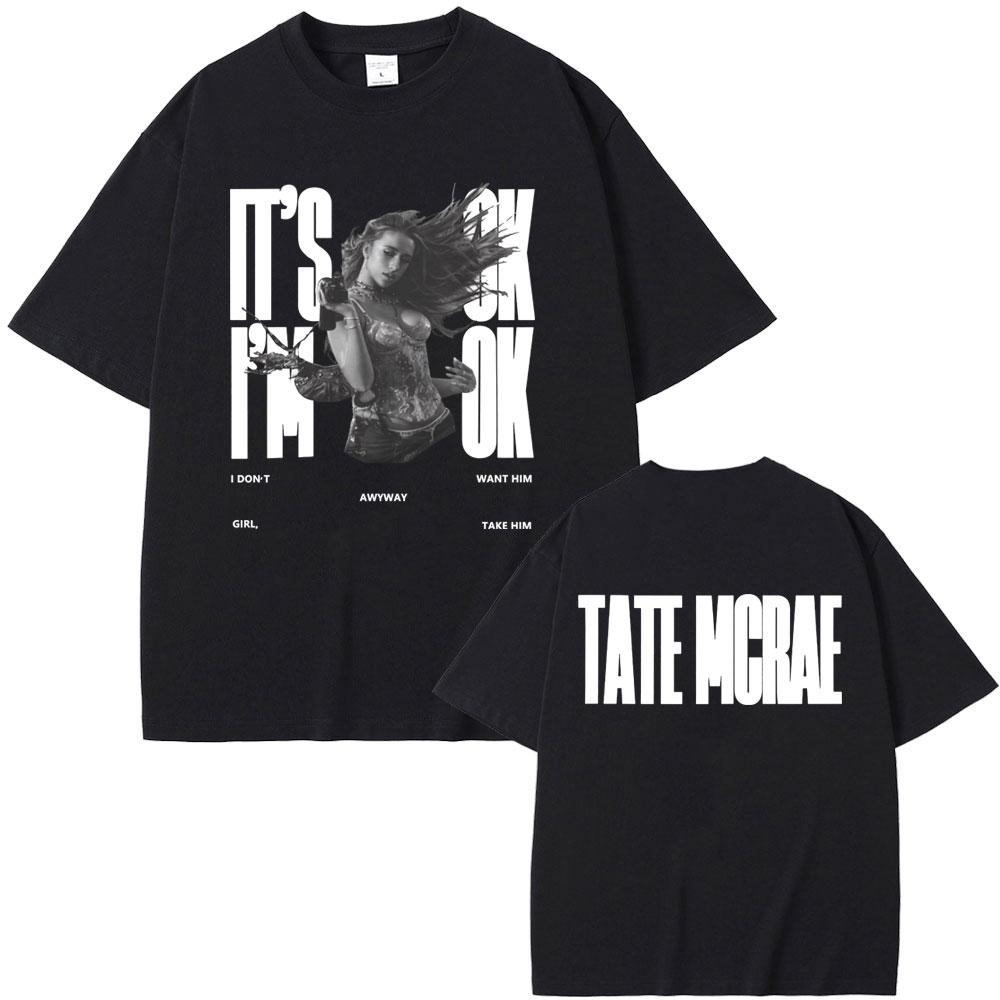 Singer Tate Mcrae T8 Graphic T Shirts Men Women Fashion Vintage Trend T-shirt Summer Male Casual Oversized Crewneck Short Sleeve
