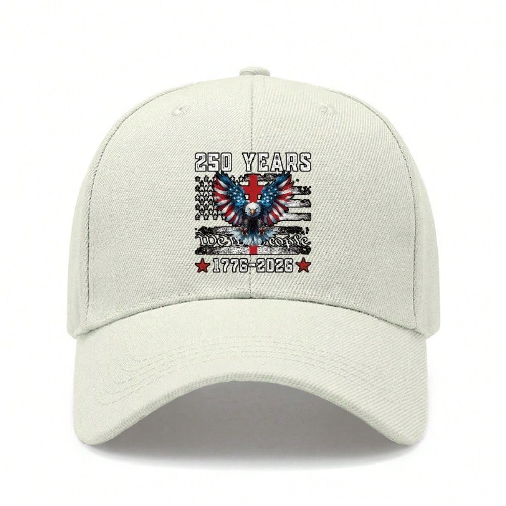 [Patriotic Baseball Cap] 250 Years We The People Print Polyester Adjustable Breathable Vintage American Flag Baseball Hat For July 4Th Independence
