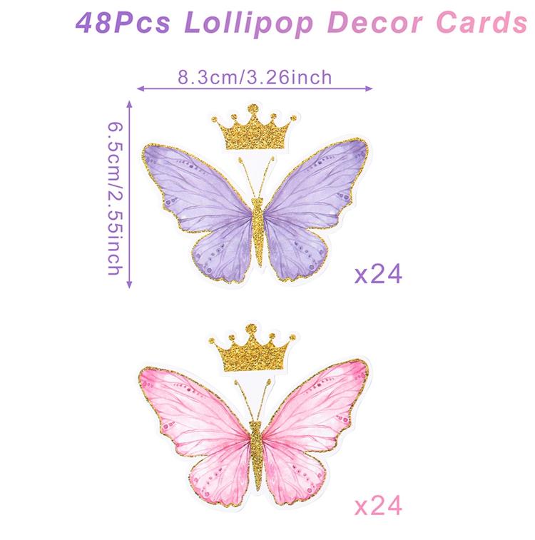 

48Pcs Insect Ladybug Pink Purple Butterfly Lollipop Holder Cards Candy Packages for Children s Day Gift Birthday Party Decor