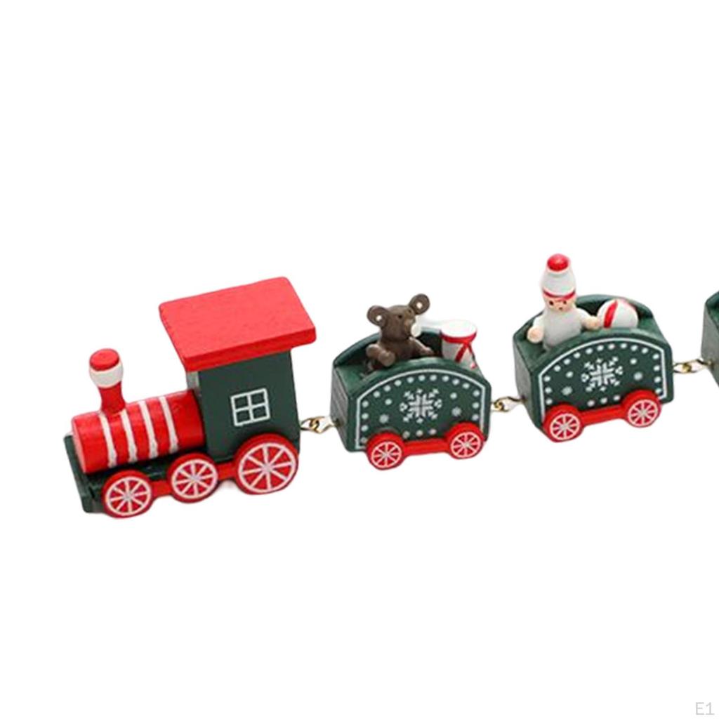 Christmas Wooden Train Crafts Home Decor Painted for Festival
