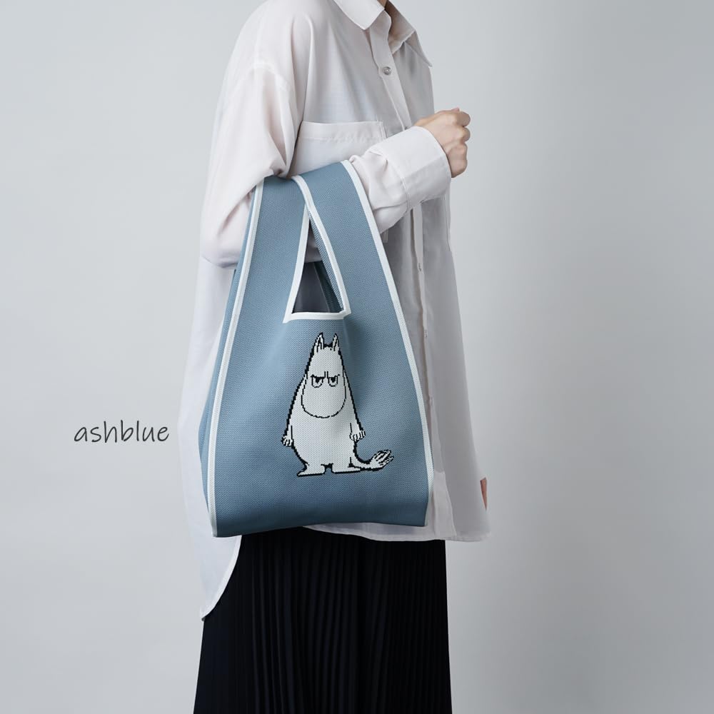 Moomin Offiziell Lizenziert Marche Strick-Tragetasche Aschblau Damen RMKC-01 (Moomin)