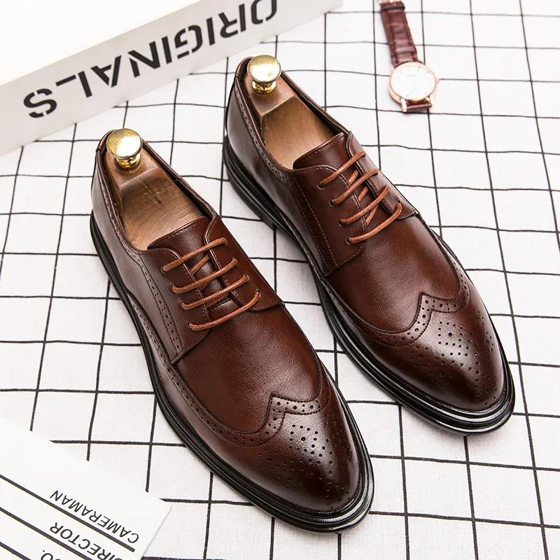 Herren Oxfords Hohe Qualität Spaltleder Herren Anzugschuhe Luxus Fahrschuhe Brogue Schnürschuhe Herren Freizeitschuhe