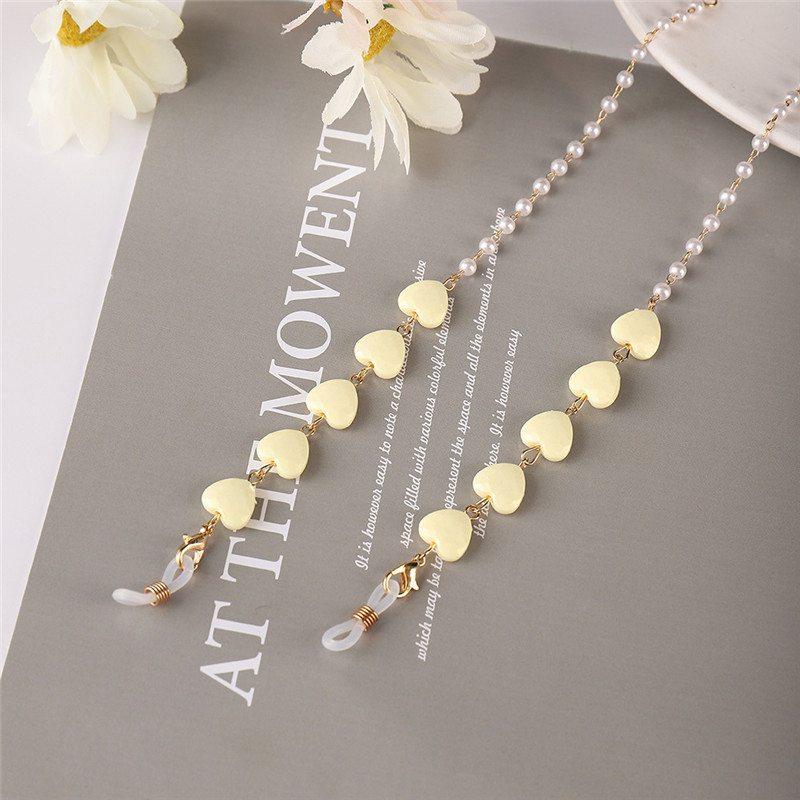 

Сонцезахисні окуляри для окулярів на шиї. Ланцюжок із бісером у формі серця з перлинами 68cm жовтий