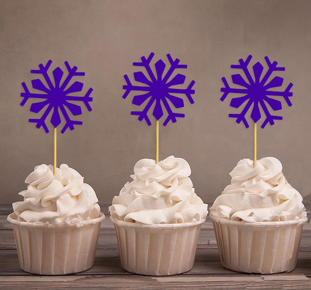 Liebling Souvenir| Weihnachtsfeier Schneeflocke Winter Cupcake Topper | Dessert-Dekorationen für Hochzeiten – Packung mit