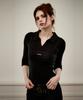 KITTY POTTERY Sheer Layered Bustier Collared Top [Black]