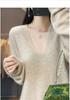Abito-Maglione in Maglia di Cashmere a Manica Lunga con Scollo a V Slim Fit per Autunno e Inverno