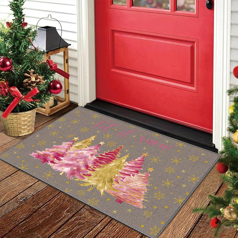 Christmas Tree Gift Merry Christmas Mat Festive Decorative Non-slip Holiday Home Decor Carpet Rug Door Mat Welcome Mat Rug Mat