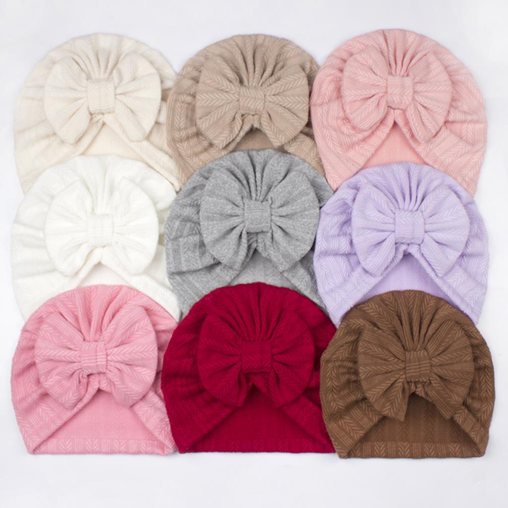 Hot Sale Solid Baby Bow Hat Headscarf Baby Toddler Newborn Hat Cap Girls Boy Head Cover