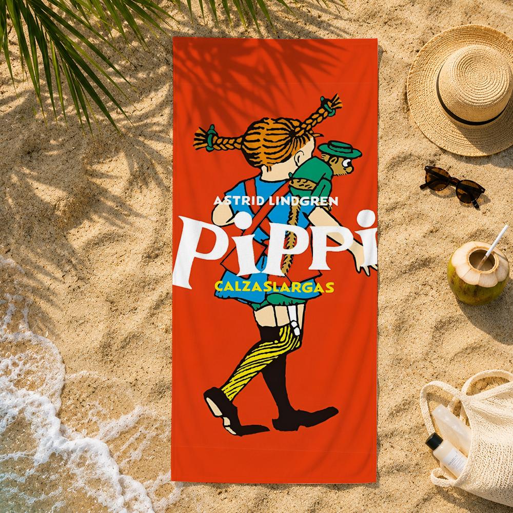 Asciugamano Classico P-Pippi Calzelunghe in Microfibra Ultra-Fine Asciugatura Rapida Assorbente, Asciugamano da Spiaggia per Vacanze al Mare e Nuoto