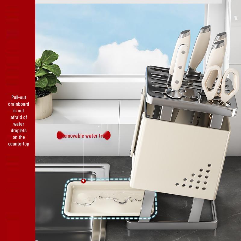 2026 Stainless Steel Multi-functional Kitchen Storage Rack for Knives, Cutting Boards, and Utensils