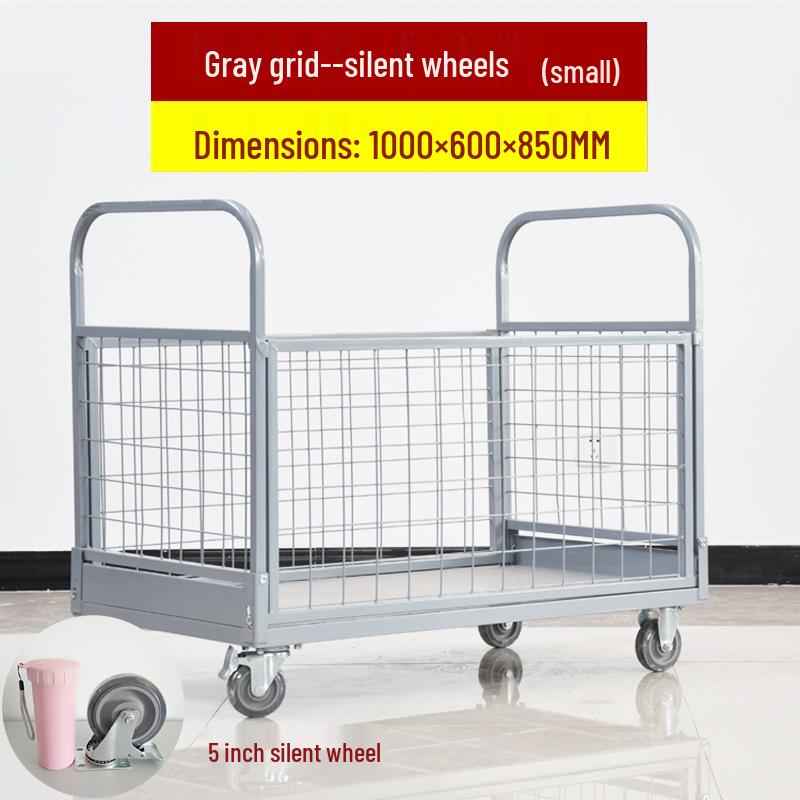 Stackable Guardrail Hand-Push Cart with Cover for Warehouse Logistics and Goods Handling