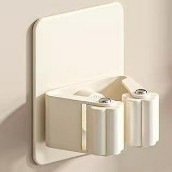 Stainless Steel No-Drill Wall-Mount Mop Holder & Bathroom Storage Rack