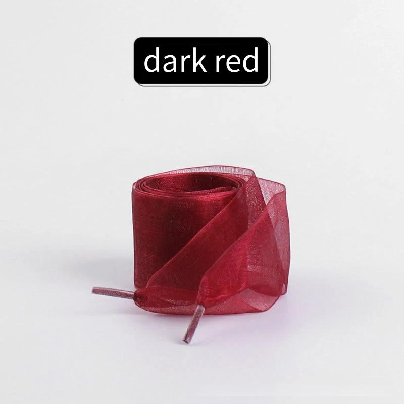 

4cm Wider Flat Silk Shoelace Sneakers Rope Laces for Shoes Fashion Chiffon Yarn Shoelaces 100/120/140/160CM Shoes Accessories 100cm темно-червоний колір