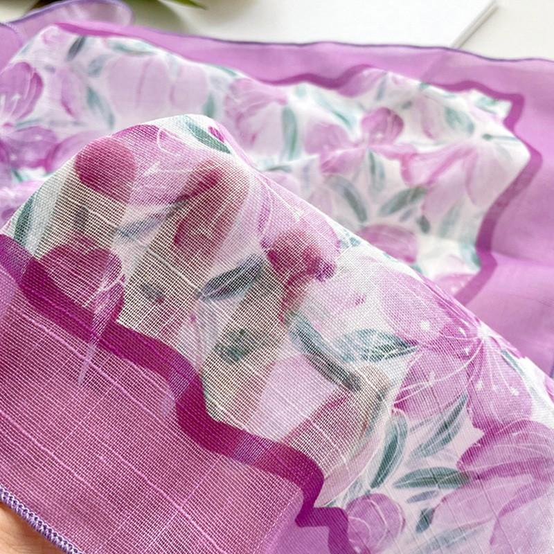1Pc Neck  Scarves Light And Thin Ladies Headband Cotton Linen Headscarf Bandanna Floral Print Women  Fashion