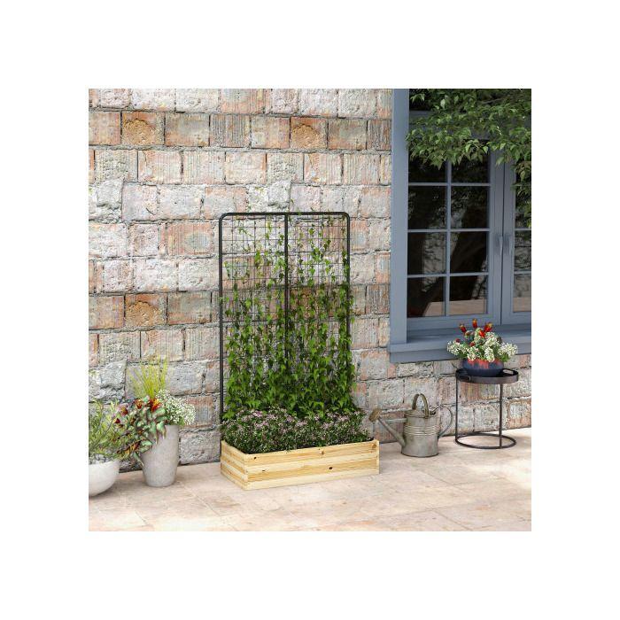 Erhöhtes Pflanzbeet - MUVOE - mit Rankgitter - Natürliche Tanne - 47 L - 80x38x145 cm