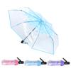 Automatic Umbrella 8 Ribs Large Space Arch Shaped Fashion Flower Pattern Transparent Umbrella Stable Structure for Performance