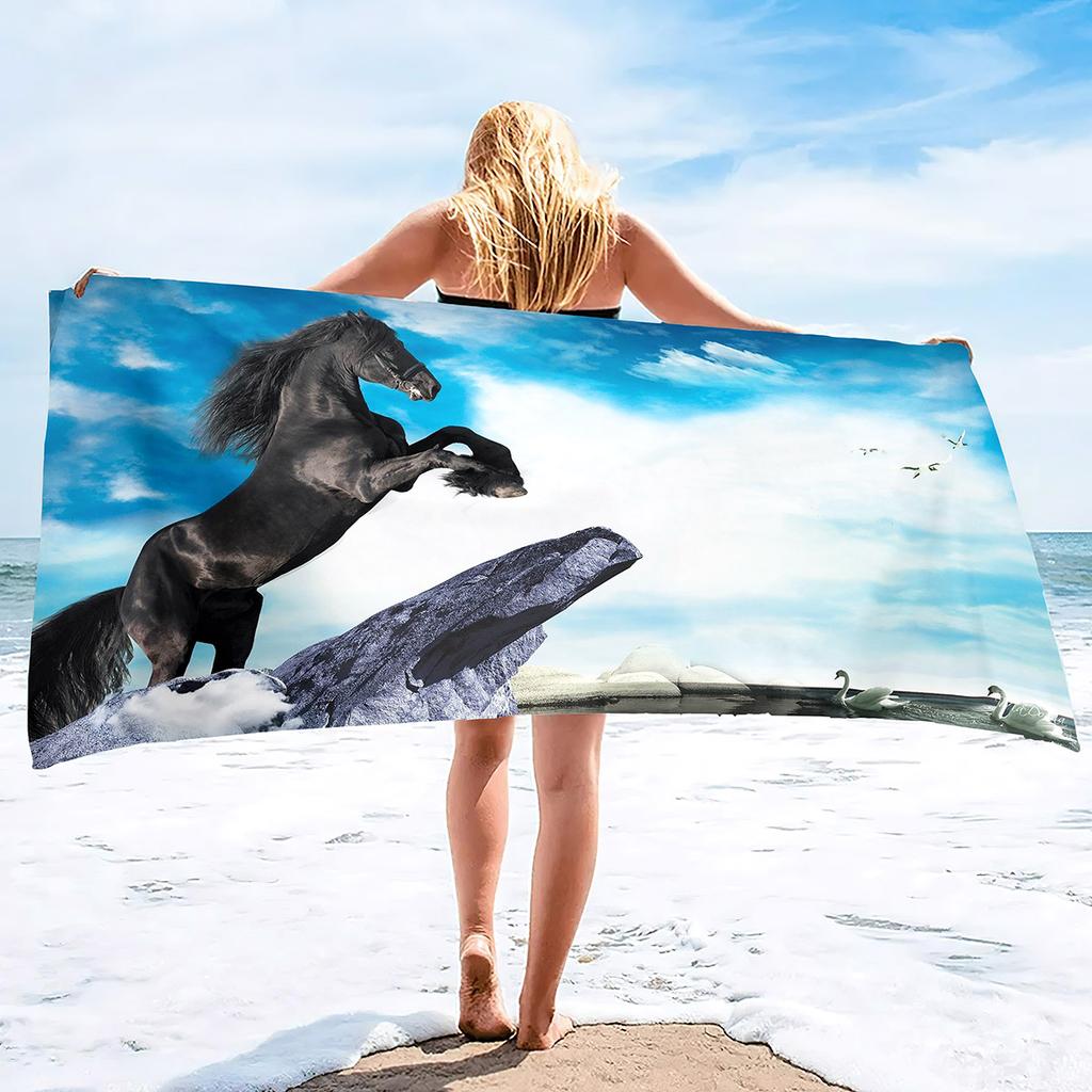 Horses Print Super Soft Beach Towels Oversized Microfiber Bath Towels Quick Dry Absorbent Towel for Adults Men Women Boy Girl
