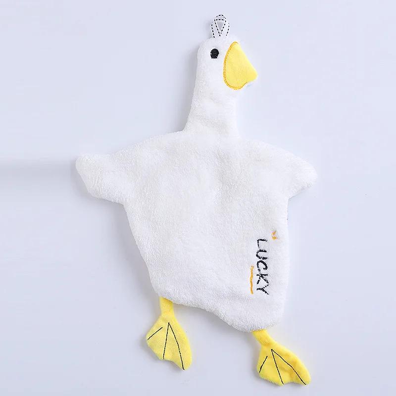 Duck Shape Cartoon Hand Towel Coral Velvet Absorbent Hanging Towel Soft Cute Children's Hand Towel Table Cleaning Kitchen Cloth
