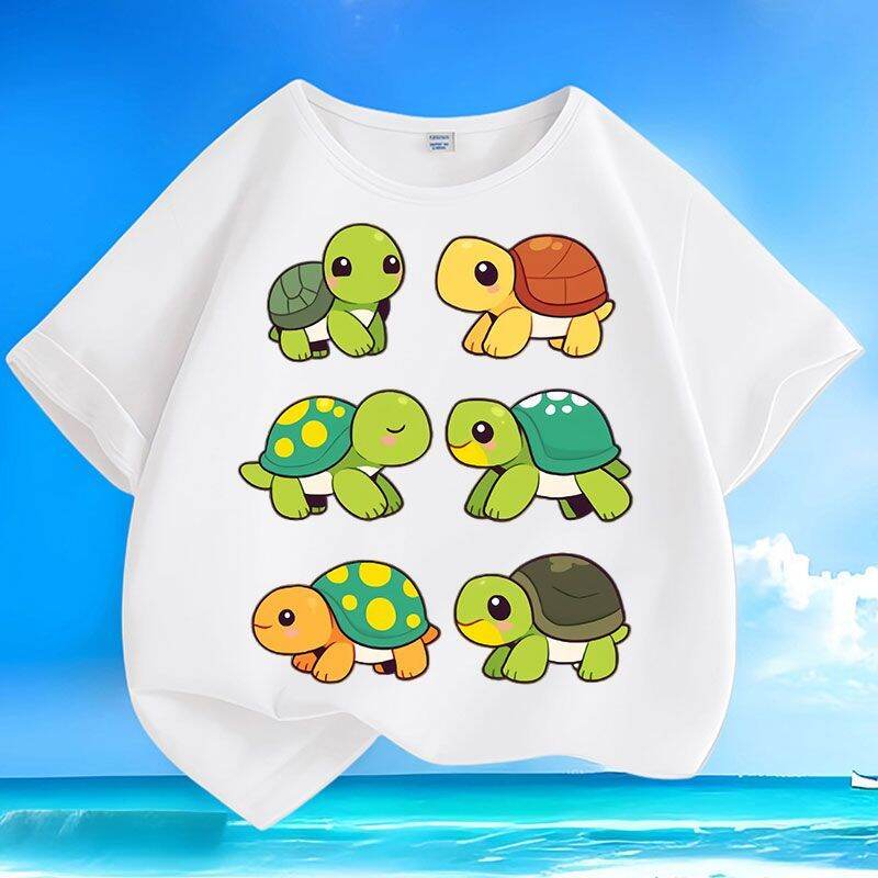 

Summer Fashion Crew Neck Short Sleeve Cartoon Turtle Pattern Comfortable Kids T-Shirt 100