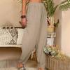 Harem Pants for Summer Beach Solid Color with Pockets Loose Fit Temperament