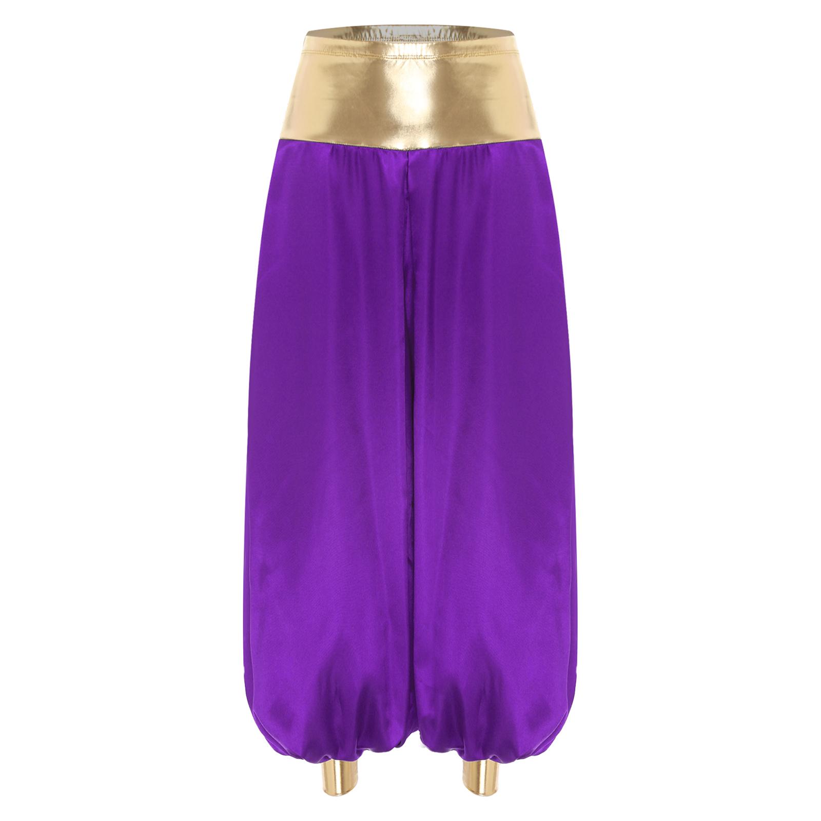 

Жіночі металізовані штани хіпі Костюм арабської принцеси Блискучі клаптеві штани-ліхтарі гаремки Косплей Хелловін 3XL