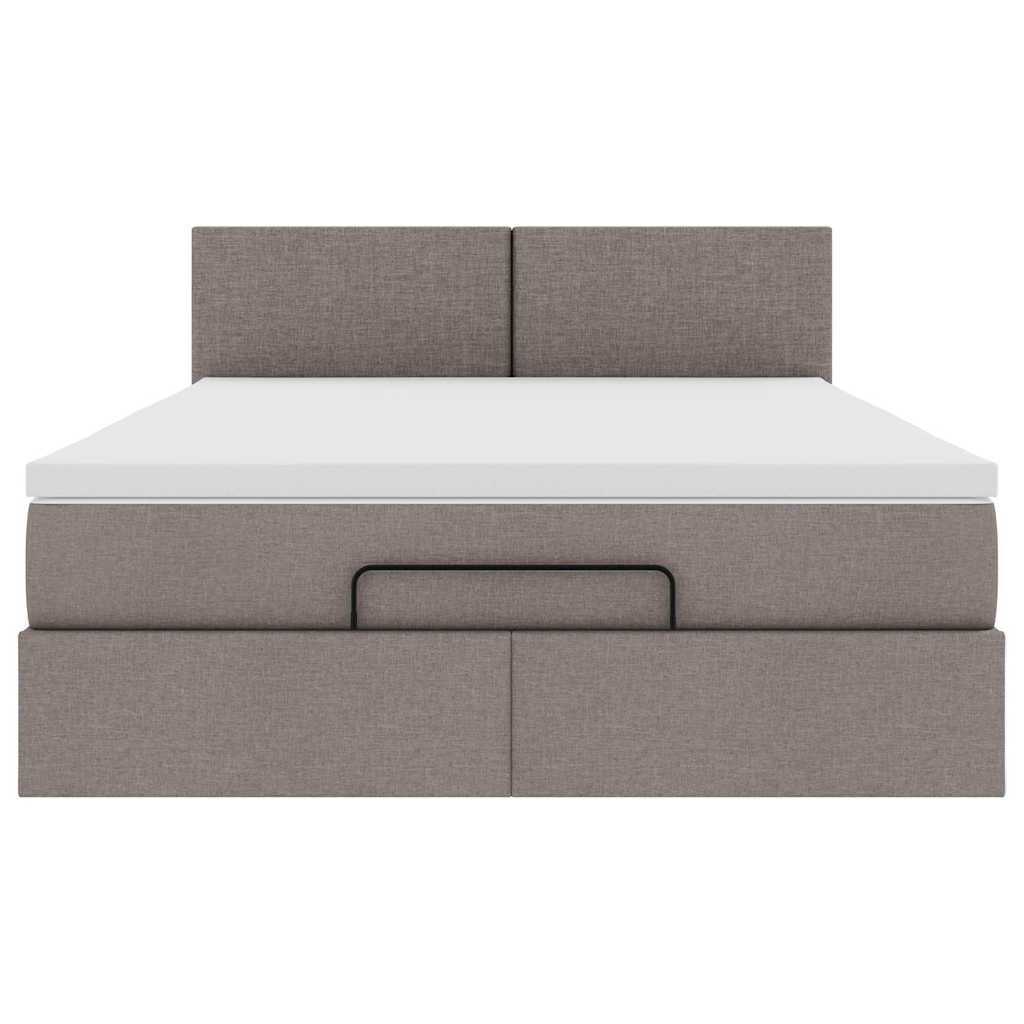 Ottoman Bed with Mattress Taupe 140x190 Cm Fabric