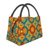 Bolsas de Almuerzo Personalizadas Coloridas con Estampado de Flores Africanas Ankara para Hombres Mujeres Calentador Térmico Aislado Fiambreras para Trabajo Pinic o Viajes