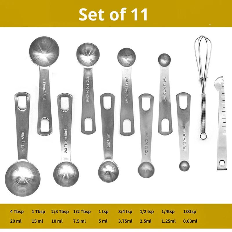 6/9/11Pcs Measuring Spoons Set Stainless Steel Seasoning Coffee Scoop Measuring Spoon With Scale Kitchen Baking Measuring Tools