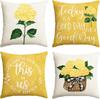 Blue Hydrangea Spring Summer Throw Pillow Covers, Blue Cushion Case Decoration For Sofa Couch Set Of 4