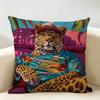 Funny Animal Friends Gift Design Cushion Cover Natural Linen Organic Fabric DoubleSided Printing Room Sofa Decor Pillow Case