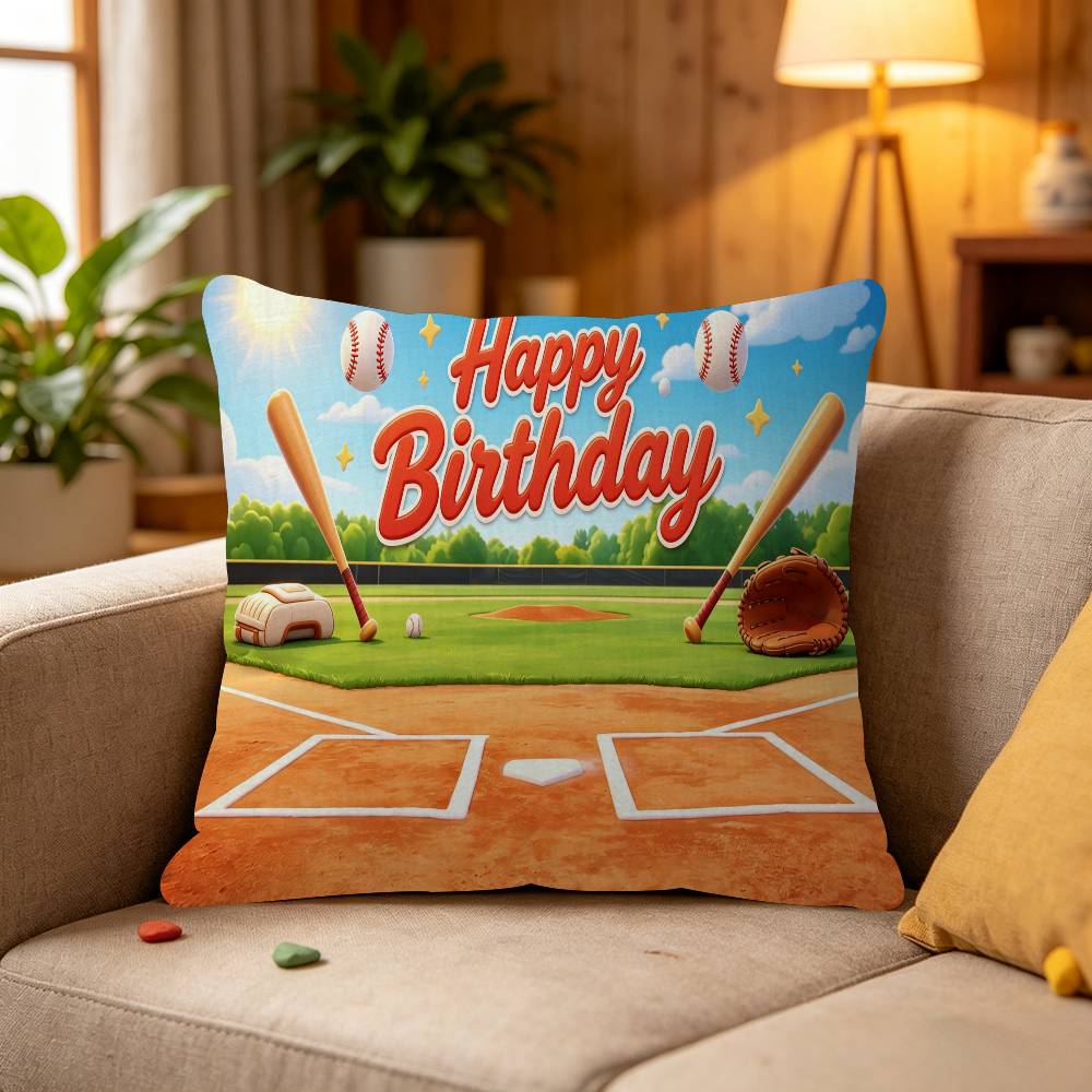 Baseball Happy Birthday Maple Design Cushion Cover Happy Autumn Harvest decor Holiday Decorati Pillow Cover