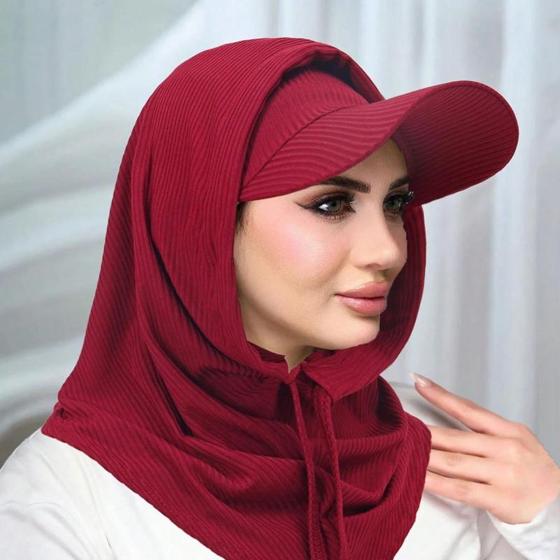 Women's Outdoor Turban With Cap Brim,Arab Solid Color Classic Casual Versatile Baseball Hijab Hat,Suitable For Summer And Autumn