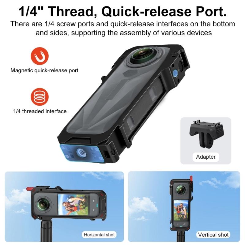 Lightweight Shockproof Frame For X5 Cameras Cage Bracket Featuring Double 1/4 Screw Holes Cold Shoe Mounts Slot