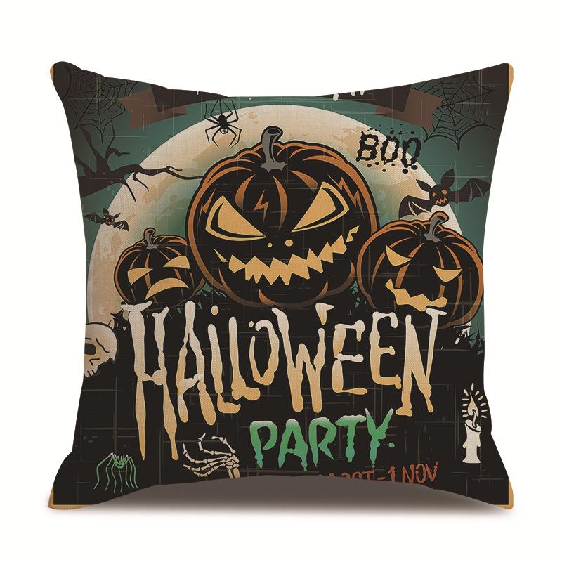Halloween Linen Pillow Cover Printed Pillow Cover