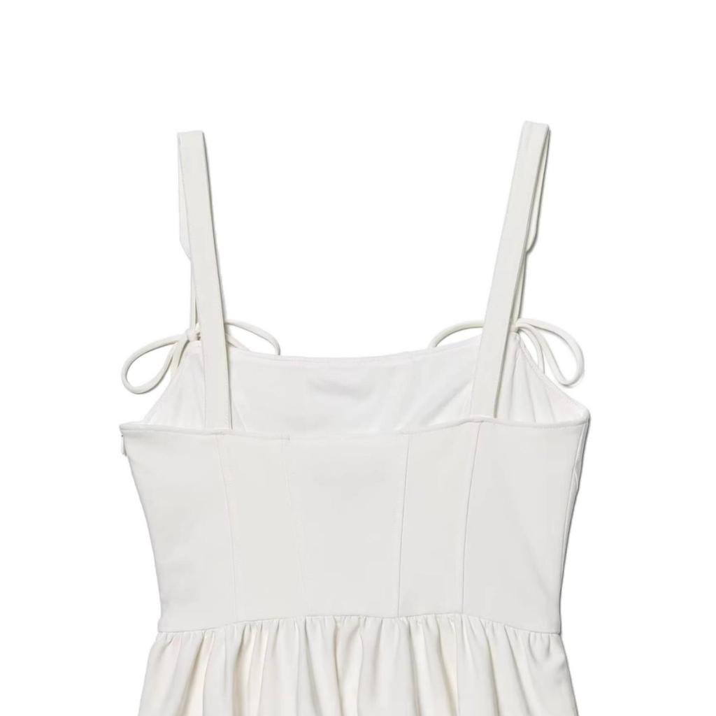 French Hepburn-Style Spaghetti Strap White Mini Dress for Women - Ideal for Beach Vacations 2026