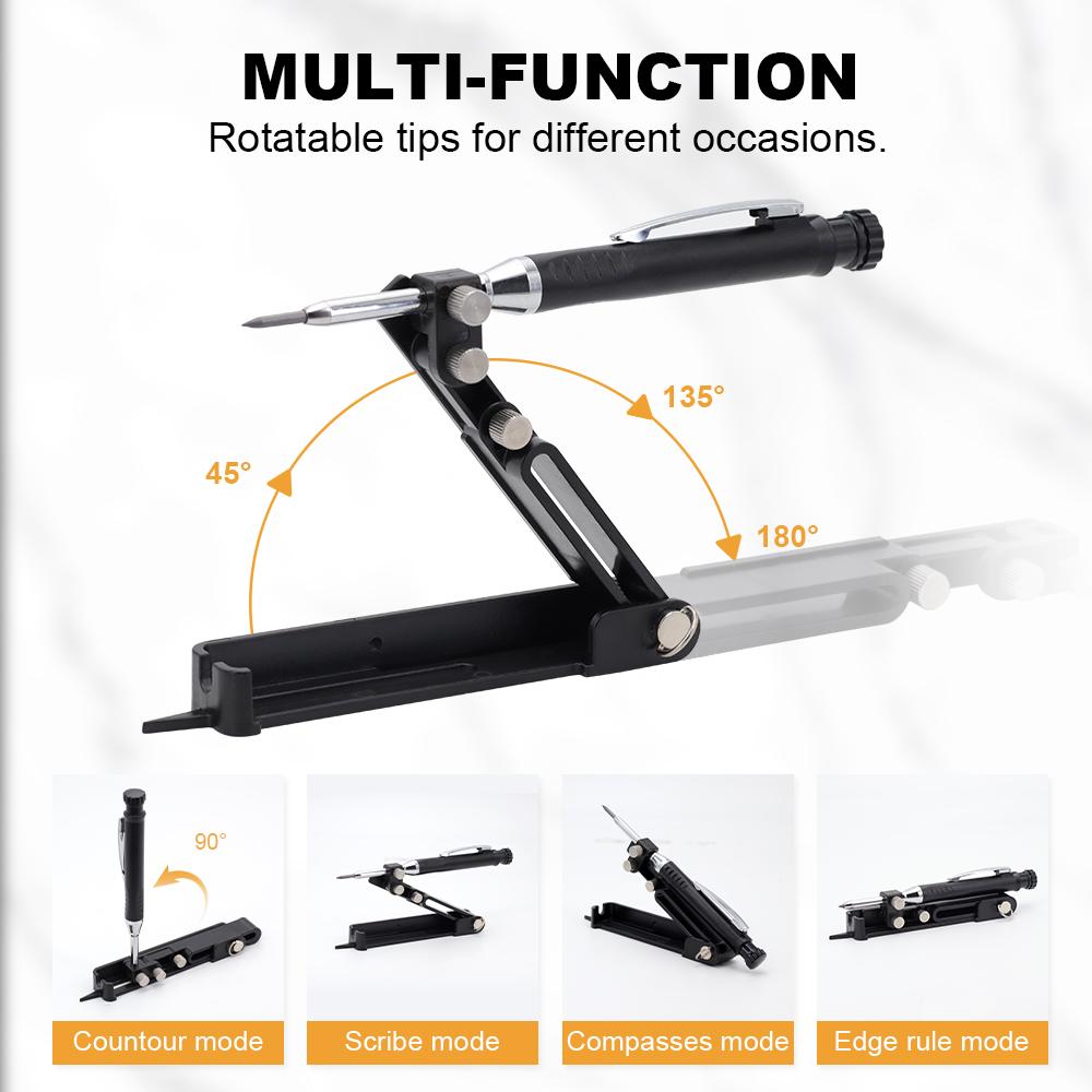 Multi-function Scribing Tool Set- Construction Pencil For DIY Woodworking, Deep Hole Woodworking Pencil, Scriber Line Maker Tool
