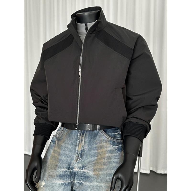 Men S Retro Stand Collar American Short Loose Flight Jacket Bomber Coat