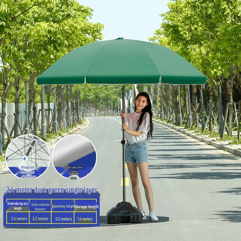Großer Outdoor-Gewerbeschirm mit Doppelrippen - Sonnenschirm für Sonne, Werbung und Standnutzung