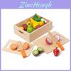 Wooden Pretend Cooking Toy With Magnetic Fruit And Veggie Pieces For Toddler Development