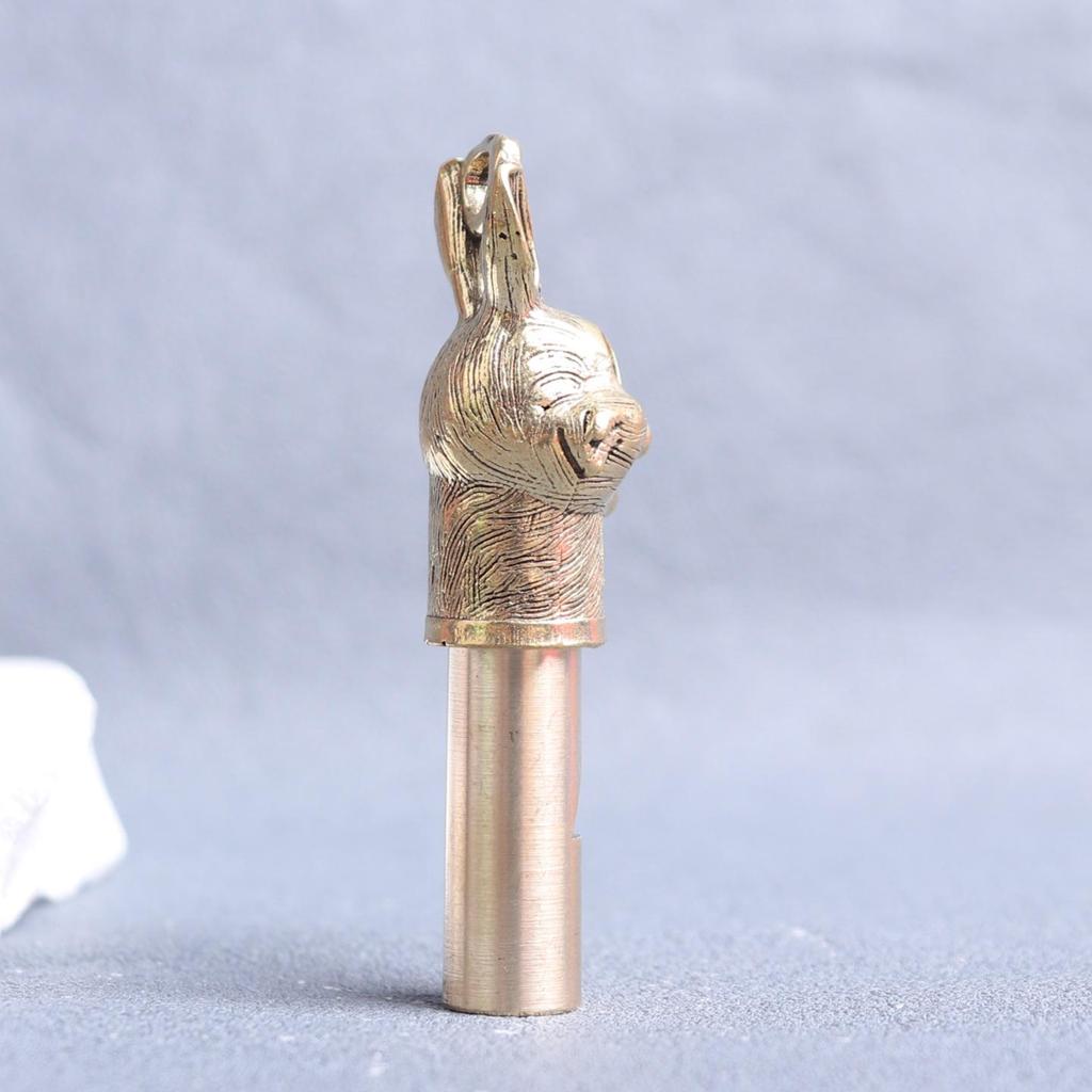 Rabbit Head Brass Whistle Keychain - Zodiac Outdoor Survival Pendant