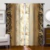 2pcs, Golden Black Flowers Rod Pocket Pocket Digital Printing Curtains,Polyester Material, Suitable For Living Room,Bedroom