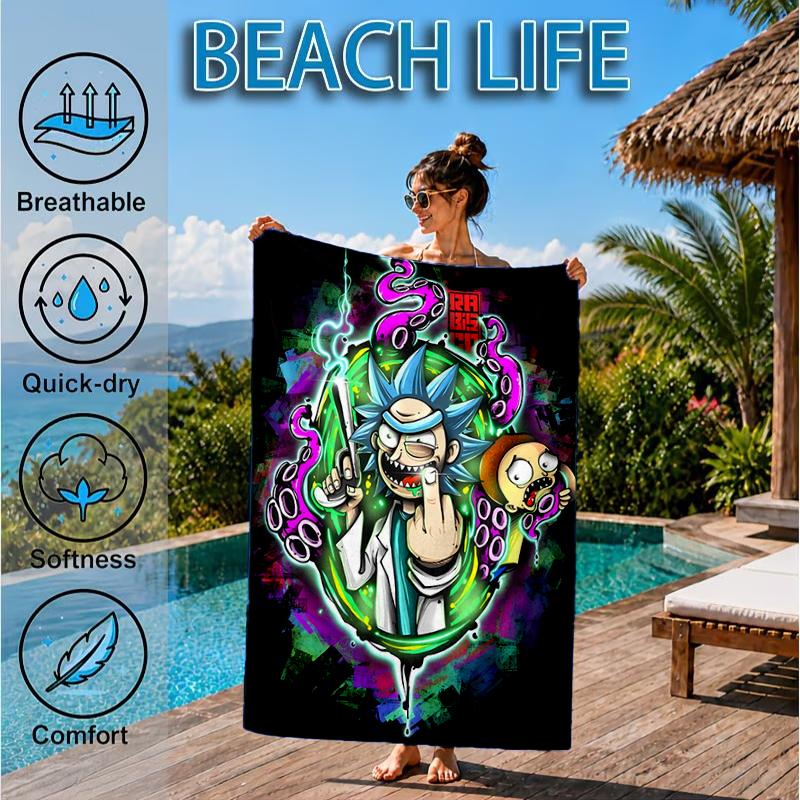 Space Adventure Rick Beach Towel, Microfiber Beach Towel, Perfect For Pool, Beach, Travel, Home Decor Beach Party Fan Gifts