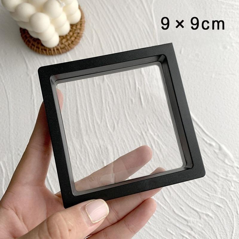 100pcs Clearview 3D Floating Display Cases Dustproof Acrylic Jewelry Storage Box with Elastic Film Transparent Hanging Organizer