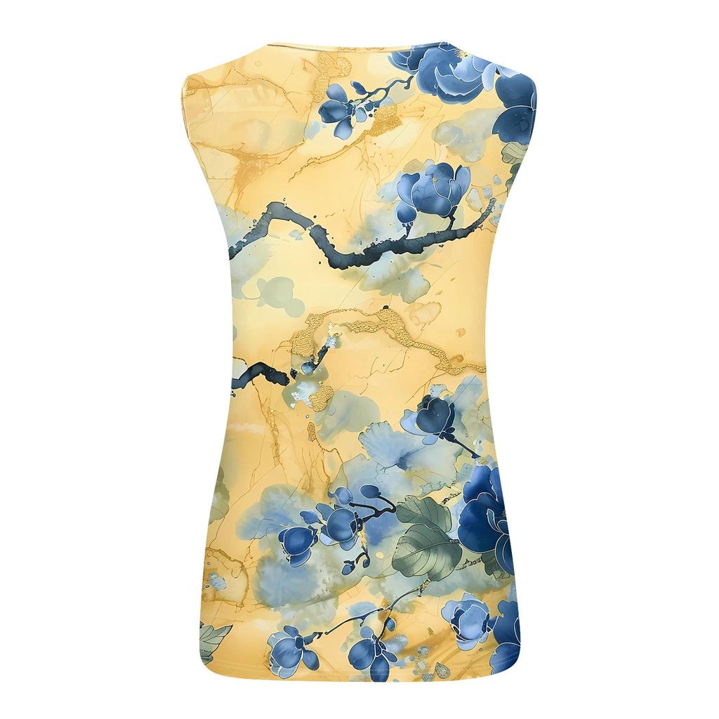 Womens Tank Top V Neck Basic Printed Casual Flowy Sleeveless Deep Side Cut Tops For Women