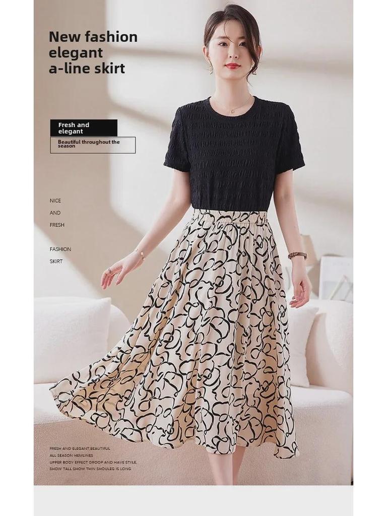 Damska spódnica A-line z szyfonu w kwiaty: Stylowy, Elastyczny Pas, Letnia Moda