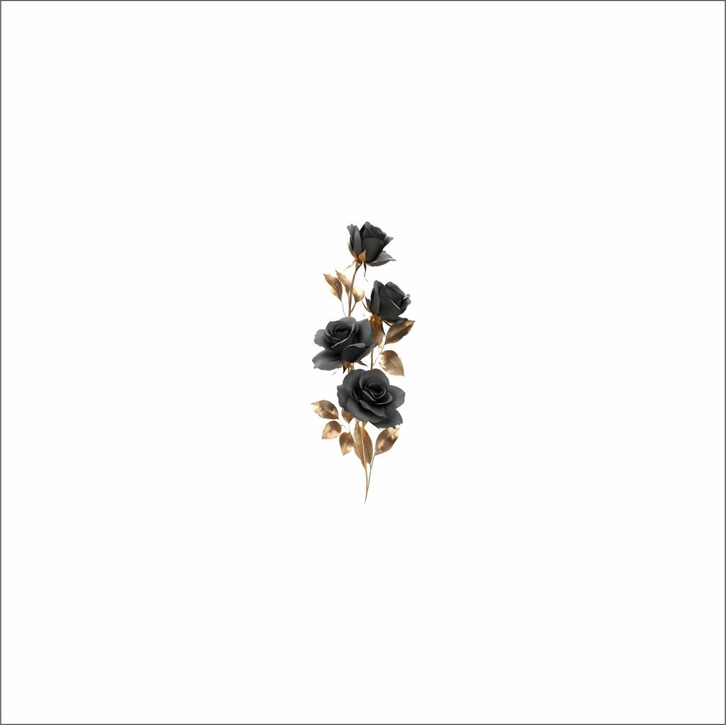 Black Rose And Gold Leaf Wall Sticker Light Luxury Living Room Entryway Self Adhesive Wallpaper