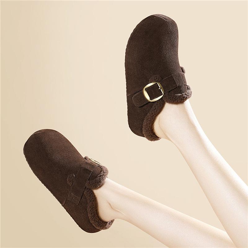 Thick-soled Fleece Warm Wool Cotton Shoes Can Be Worn with the New Winter One-foot Cotton Slipper Casual Shoes and Women's Shoes