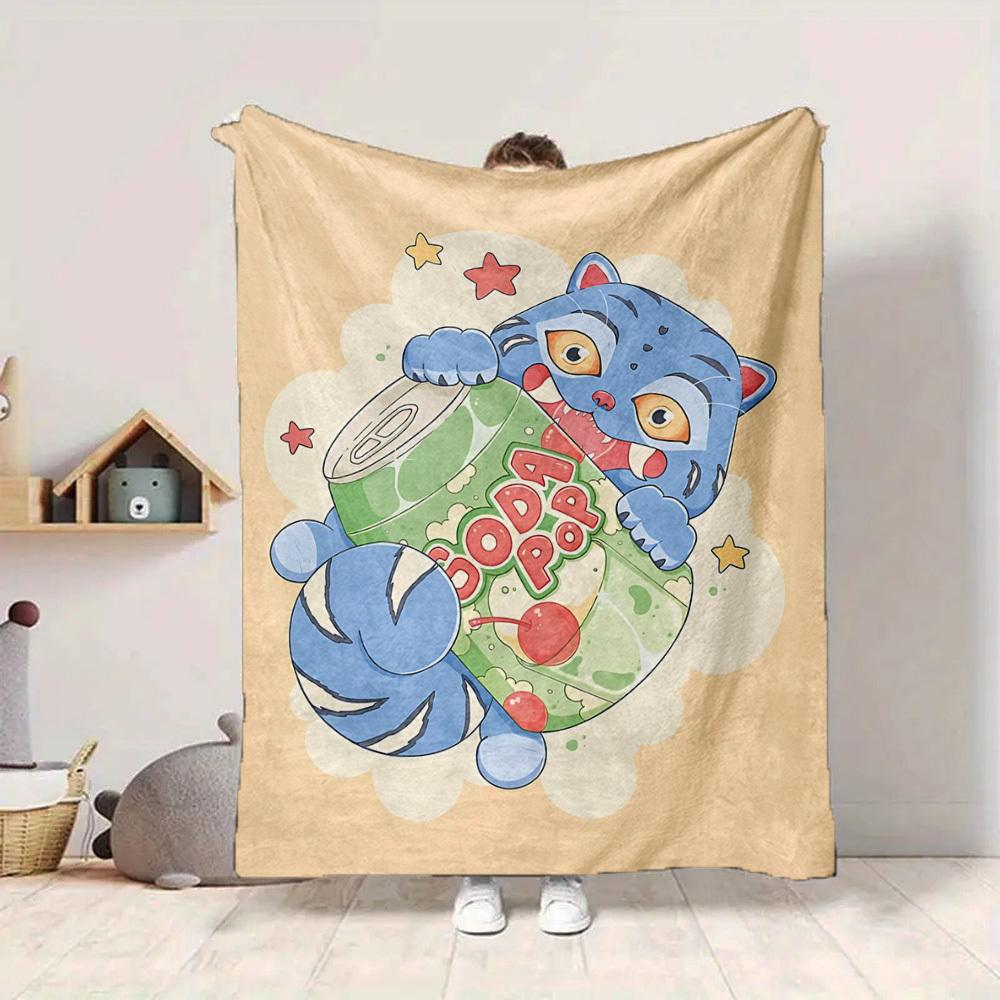 1pc K Pop Demon Hunters Cat Flannel Blanket, Soft Skin Friendly with Digital Printing, Various Sizes Available for Family, Friends, Birthday